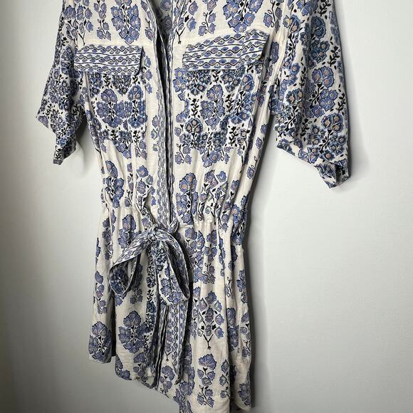 Omika Blue Floral Carla Shirt Dress Size Medium - Picture 3 of 9
